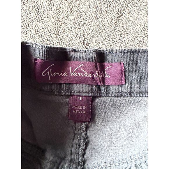 Fabulous Gloria Vanderbilt Gray Straight Leg Corduroy Pants 18, Rare Size - Picture 9 of 10